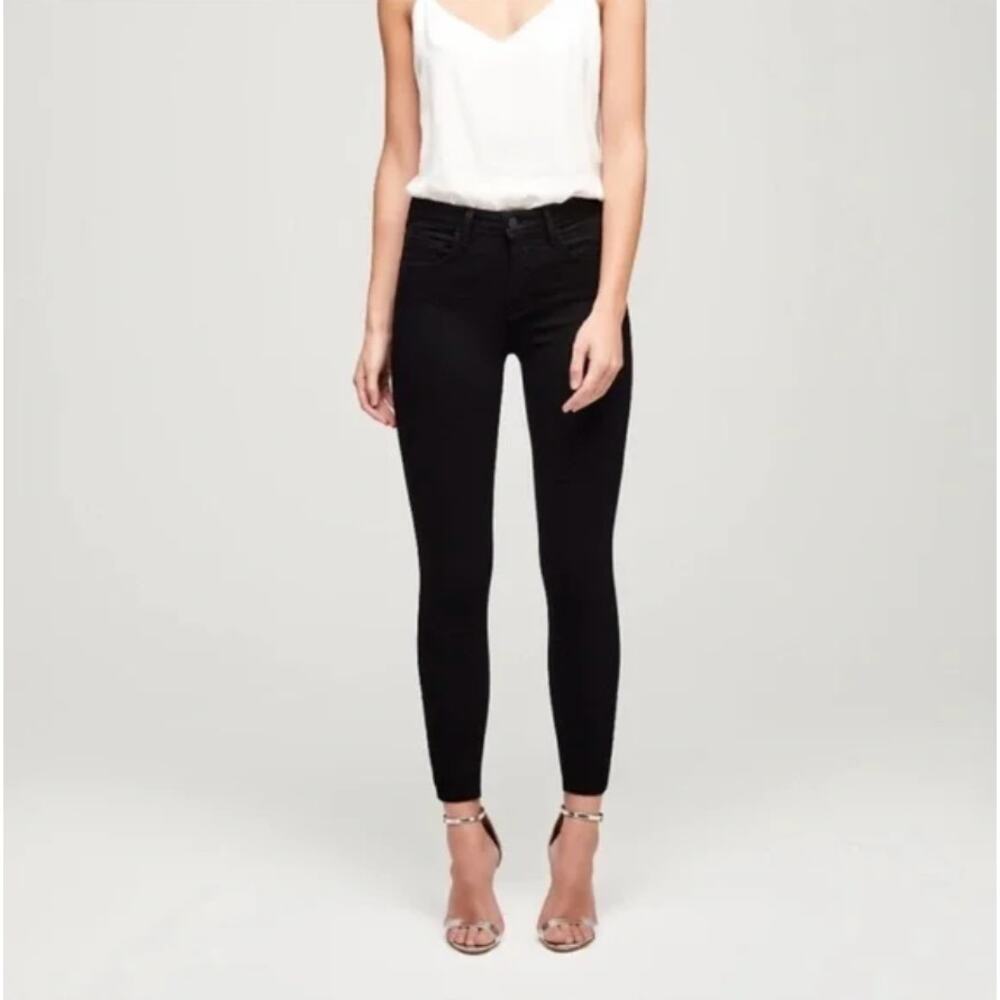 L'AGENCE Margot High Rise Ankle Skinny Jeans Black Wash Size 28